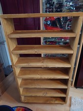 SOLID OAK 7 SHELF CD MEDIA STORAGE UNIT 450 CDs
