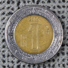2005 1 Peso Mexico $1 United Mexican States Golden Eagle Snake Bimetallic ø 21mm