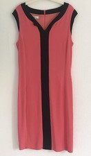 JORLI Shift Dress Size 12 Chest 38” Cap Sleeve Coral With Black Edging New Tags