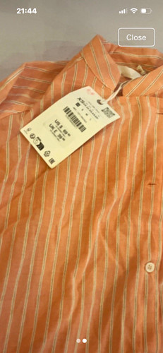Zara men linen orange - men's, orange/white