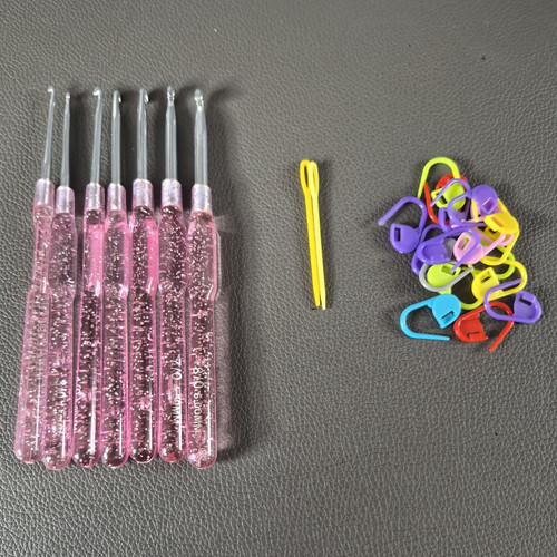 Pink glitter crochet - glitter, set