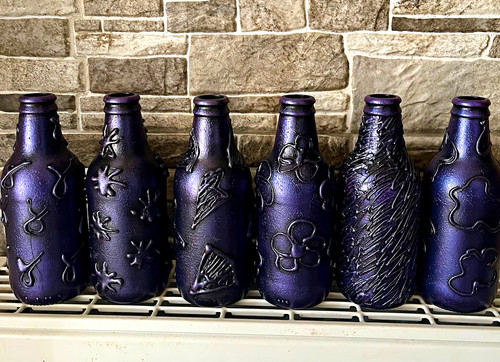 Decorative glass bottles set - glass,