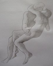 Pencil drawing lovers nudes - drawing,