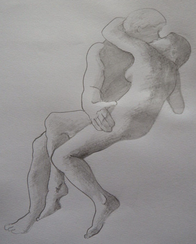 Pencil drawing lovers nudes - pencil,