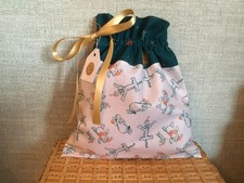 Christmas Winnie The Pooh Fabric Lined Gift Bag, Handmade, Small Santa Sack