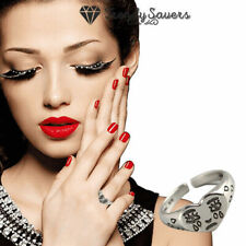 Sad Face Ring Heart Crying 925 Sterling Silver Tear Drop Antique Figure Women