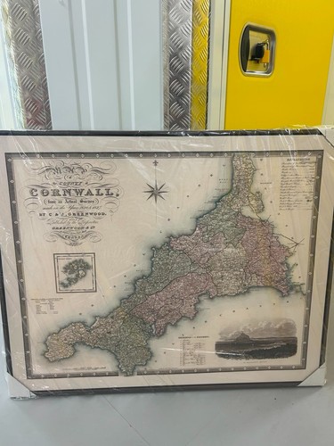 Framed old map cornwall - map,