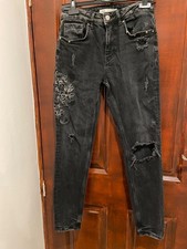 Zara Jeans Black Skinny Ripped