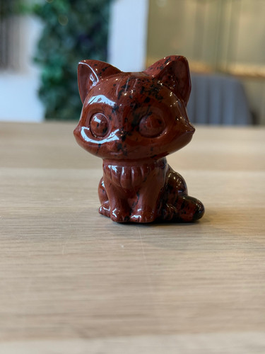 Red obsidian cat carving - cat,