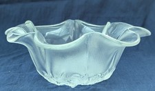Vintage Waltherglas Glass Petal Bowl with Frosted Floral Embossed Base - 21cm