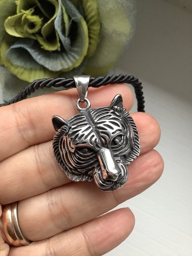Funky steel tiger head pendant - steel,