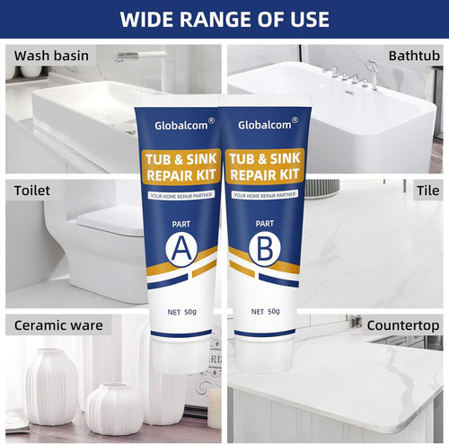 Tub repair kit - repair, white