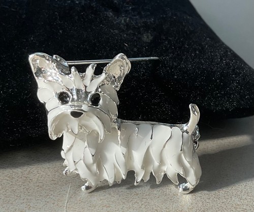 Westie dog brooch silver - dog,