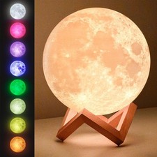 3D Moon Night Light Romantic 16 Colors LED Bedside Touch Globe Lamp With Stand..