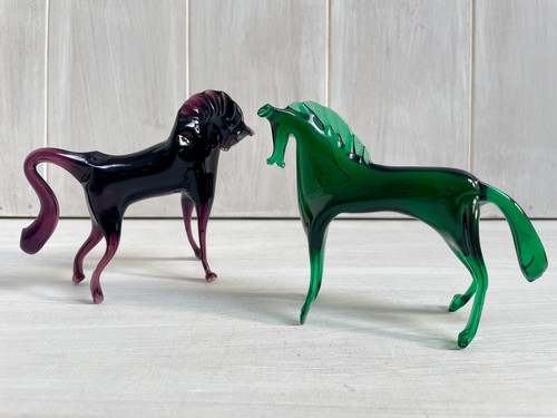 Pair vintage art glass - of,