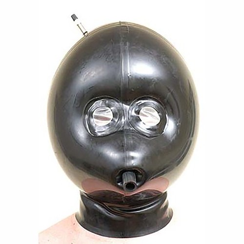 Black latex inflatable mask - latex,