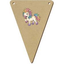 5 x 140mm 'Cute Unicorn with Stars' Bunting Pennants / Flags (BN00090990)