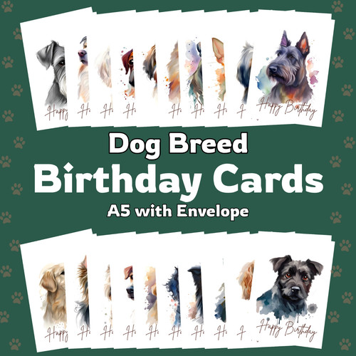 Dog breed birthday cards - a5,