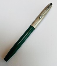 vintage green and silver sheaffer steel nib fountain pen