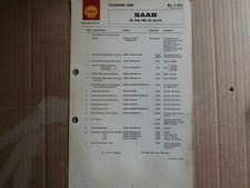 SAAB 93, 95, 96, SHELL LUBRICATION CHART SERVICE GUIDE X2