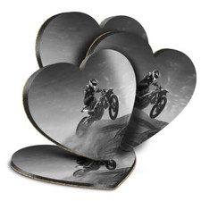 4x Heart MDF Coasters - BW -