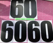 120mm race Numbers X 6 Black Gloss Vinyl. Air Release-Easy Application. ACU Side
