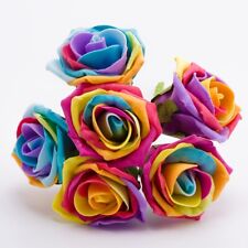 5CM FOAM ROSES - Bunch of 6 Colourfast Artificial Wedding Bouquet Flowers Stems
