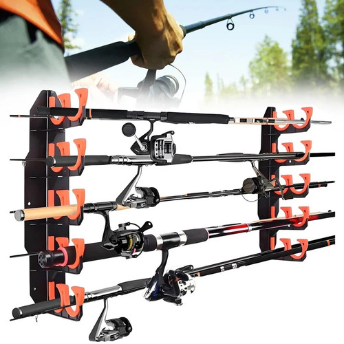 Fishing rod holder wall mount - wall,