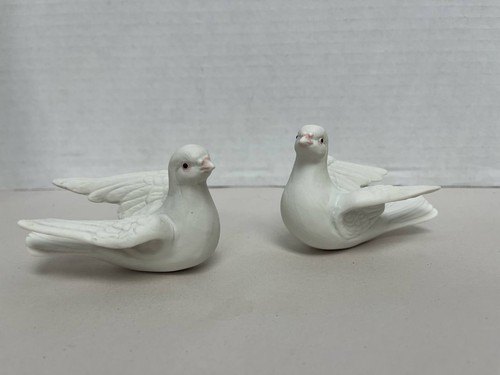 White bisque porcelain dove - white,