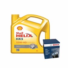 Bosch Oil Filter Engine Oil Service Kit 5 Litre 15W40 5L Shell Helix HX5