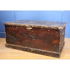 A Small Victorian Scumbled & Waxed Pine Blanket or Storage Box Trunk