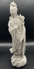 Vintage Blanc de Chine Porcelain Guanyin Figure Statuette-17cms