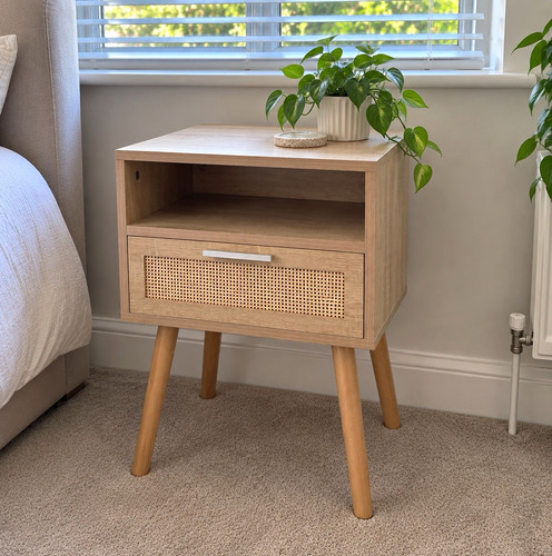 Set light wood rattan - set, wood/rattan