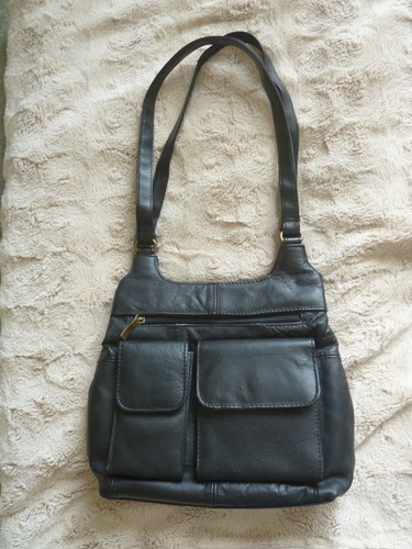 Black leather multi pocket zip - leather, pocket/zip