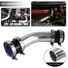 45 degree 70mm 2.75" Aluminum Turbo Intercooler Pipe+Silicone Hose+Clamps Black