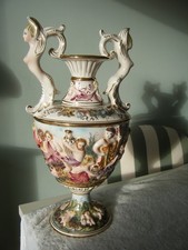 Glorious Vintage Capodimonte large vase decorated with cherubs
