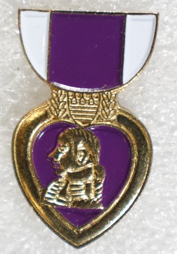 Purple heart medal pinback - heart,