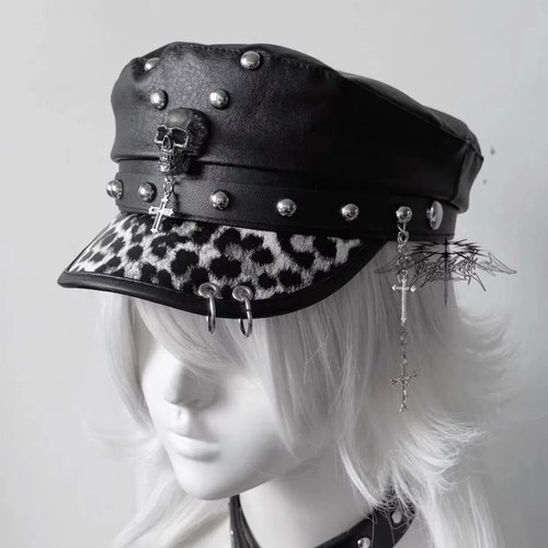 Women leather beret - pu, hat