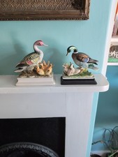Pretty Pair Colourful China Ornamental Mantel Ducks with Ducklings