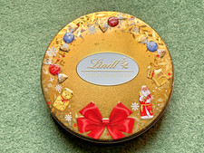 Lindt Embossed Lid Christmas Chocolate Tin, Empty, In Great Condition.