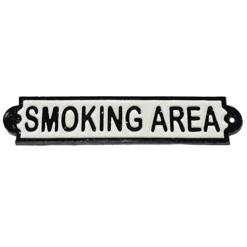 Smoking area cast iron sign - cast,
