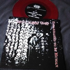 TOTAL BLOODY CHAOS . EMBARRASSED TO BE HUMAN 7"  RED VINYL