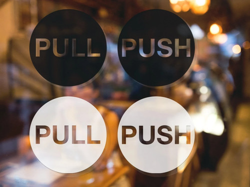 Push pull door decal vinyl - push,