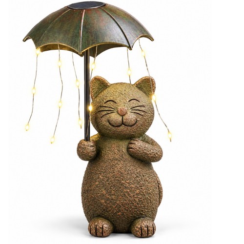 Cat statue solar garden - cat,