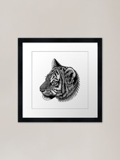 Amur tiger cub - big cat - ink