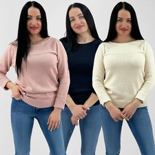 Size 8 to 20 Wide Neck Jumper Knitted Top Various Colours