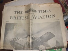 THE TIMES 1958 SURVEY OF BRITISH AVIATION - ORIGINAL NEWSPAPER -FARNBOROUGH SHOW
