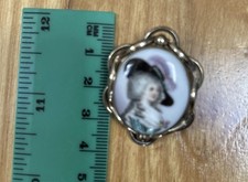 Vintage Porcelain  Oval Brooch