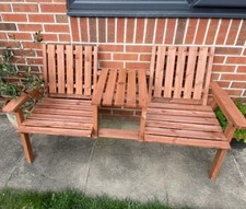 Wooden Love Seat Rustic Garden