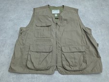 Orvis Vest Mens XXL Brown Utility Workwear Outdoor Fishing Cargo Field Gilet Zip